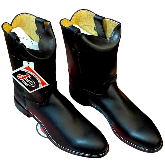 Justin Boots Other - Men Justin black leather boots roper cowboy equestrian size 14D SPANISH KIPSKIN